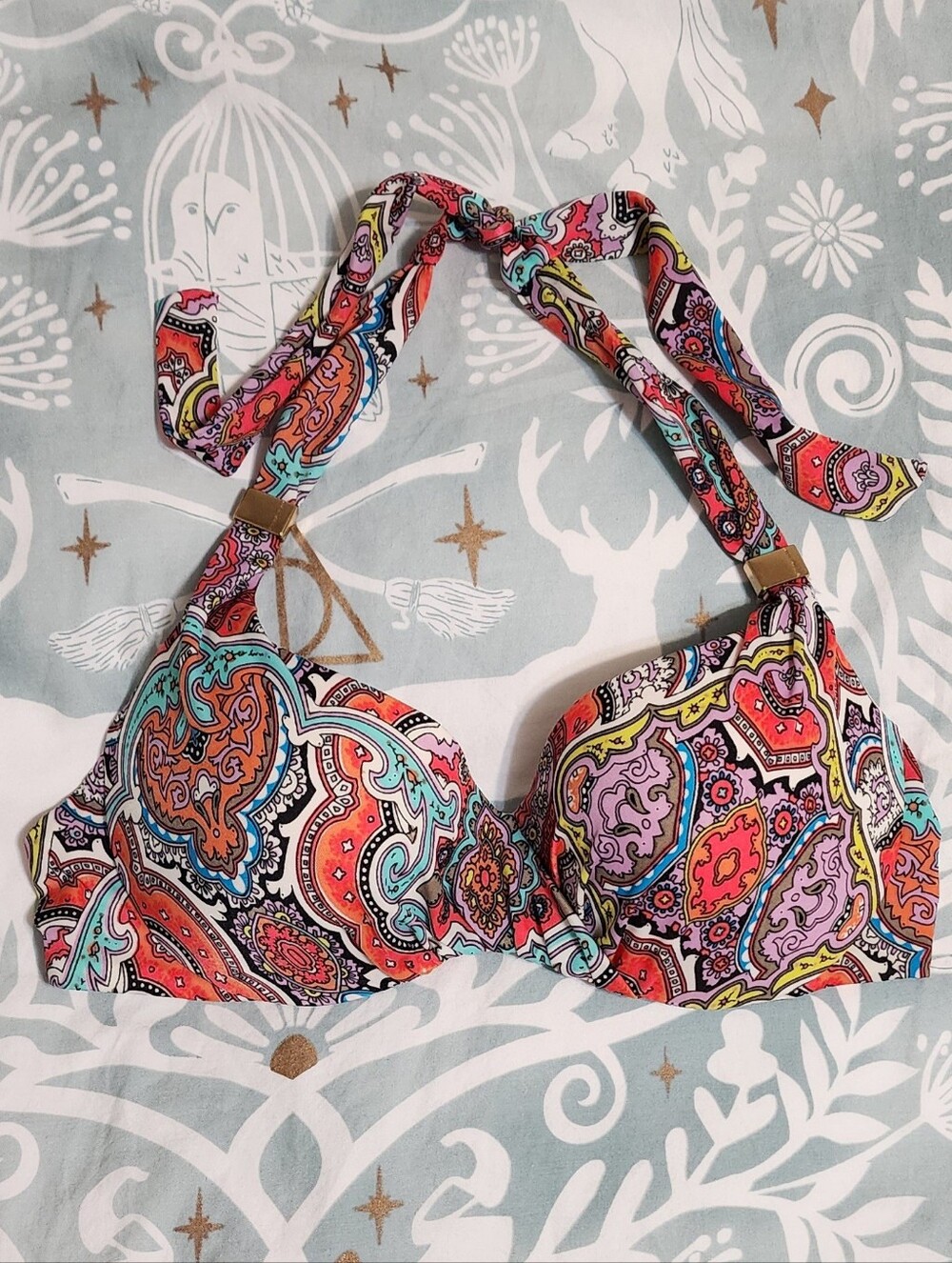 Victoria's Secret Paisley Push Up Swim Top 32b